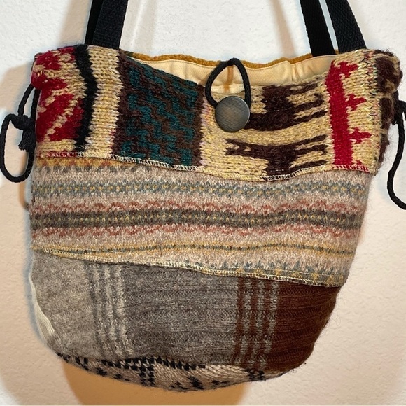 Boho Artistic Patchwork Sweater Bag – One-of-a-Kind Upcycled Susan Todd Tote - Picture 8 of 16